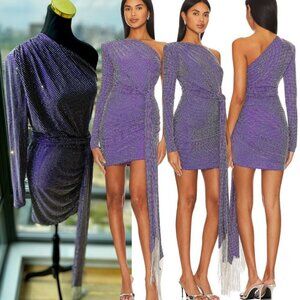 Bronx and Banco Metallic Lilac One-Shoulder Asymmetrical Mini Dress
